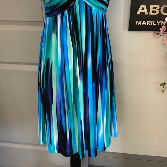 Beautiful Calvin Klein Blue Striped Babydoll Dress - Picture 6 of 8